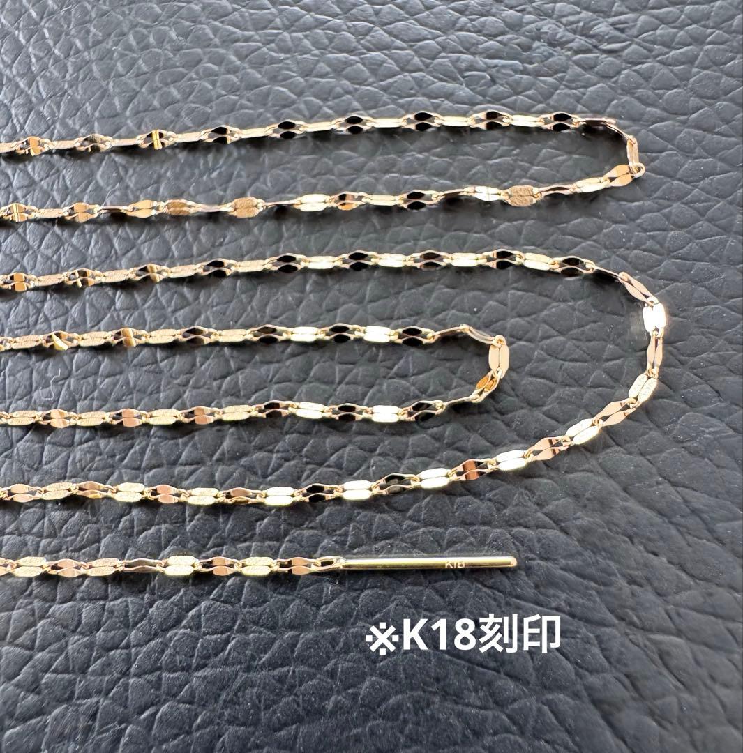 K18YGペタルチェーン ロング2Wayフリーネックレス全長70㎝