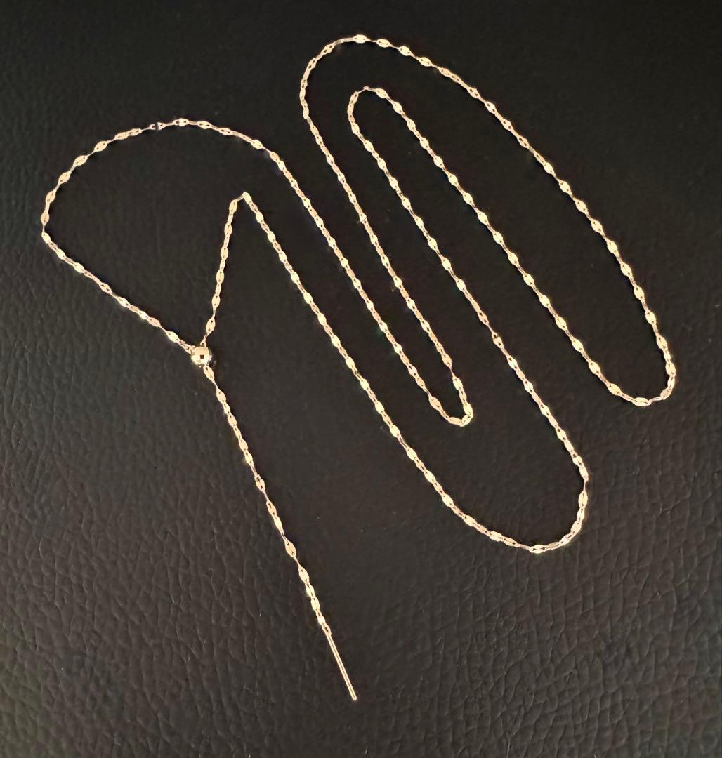 K18YGペタルチェーン ロング2Wayフリーネックレス全長70㎝