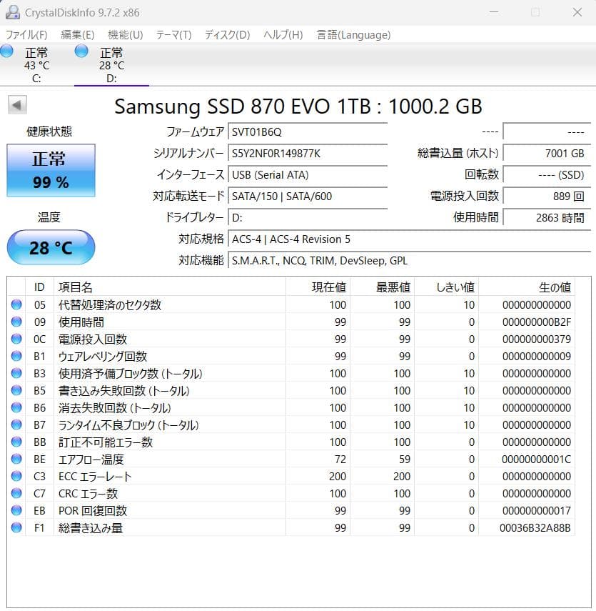 内蔵型SSD Samsung SSD 870 EVO 1TB