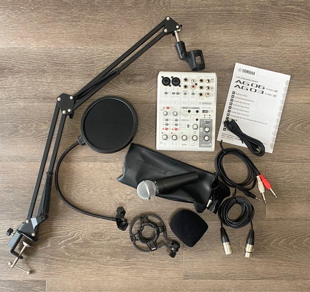 YAMAHA AG06 MK2配信フルセット｜SHUREマイク・スタンドなど付属