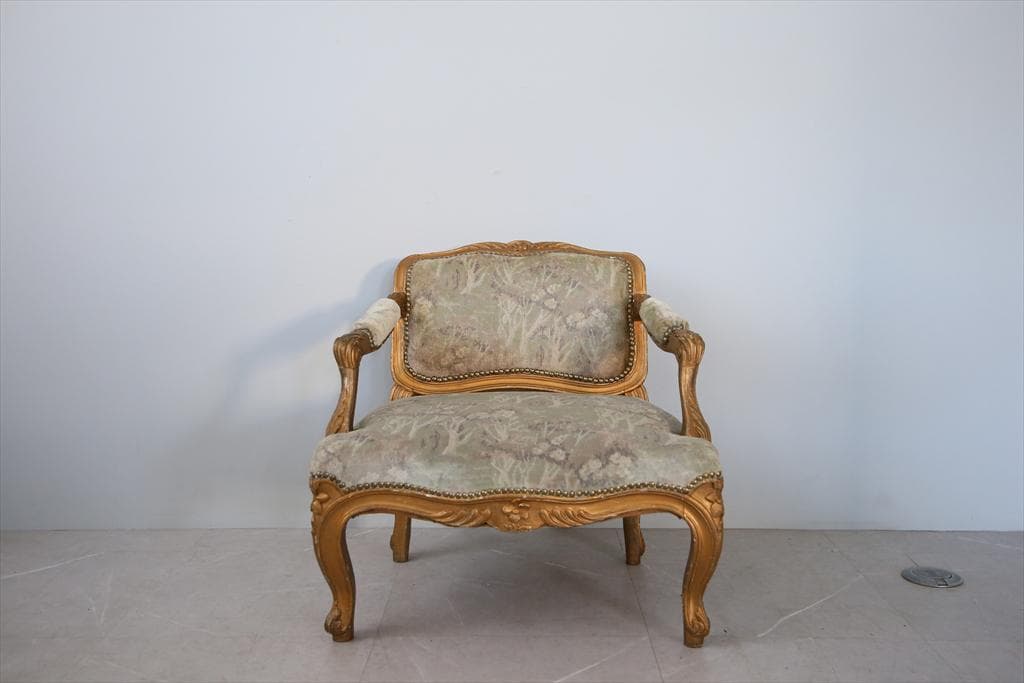 フランスアンティークアームソファ/サロンチェア/猫脚椅子イス(90-177-1)