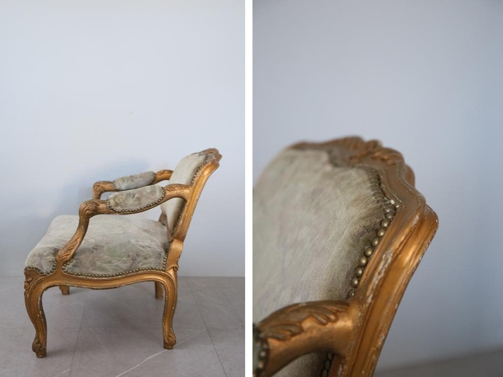 フランスアンティークアームソファ/サロンチェア/猫脚椅子イス(90-177-1)