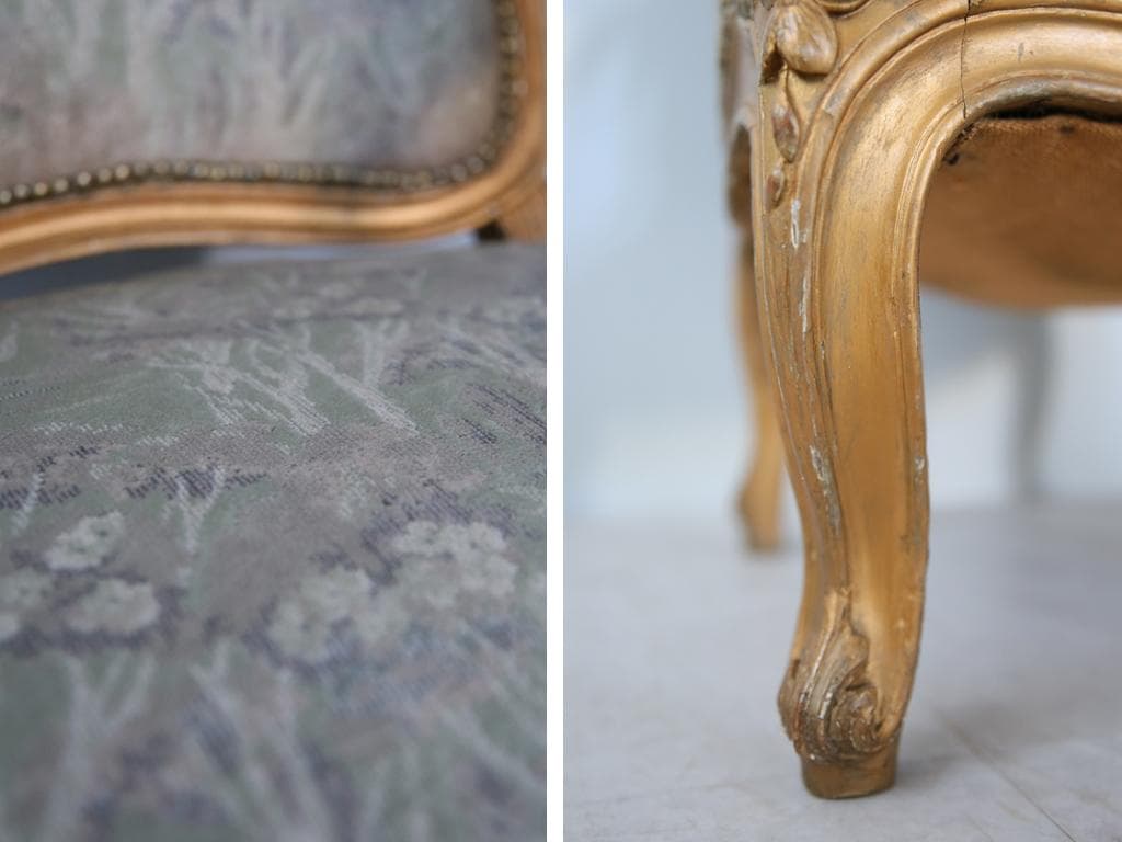 フランスアンティークアームソファ/サロンチェア/猫脚椅子イス(90-177-1)