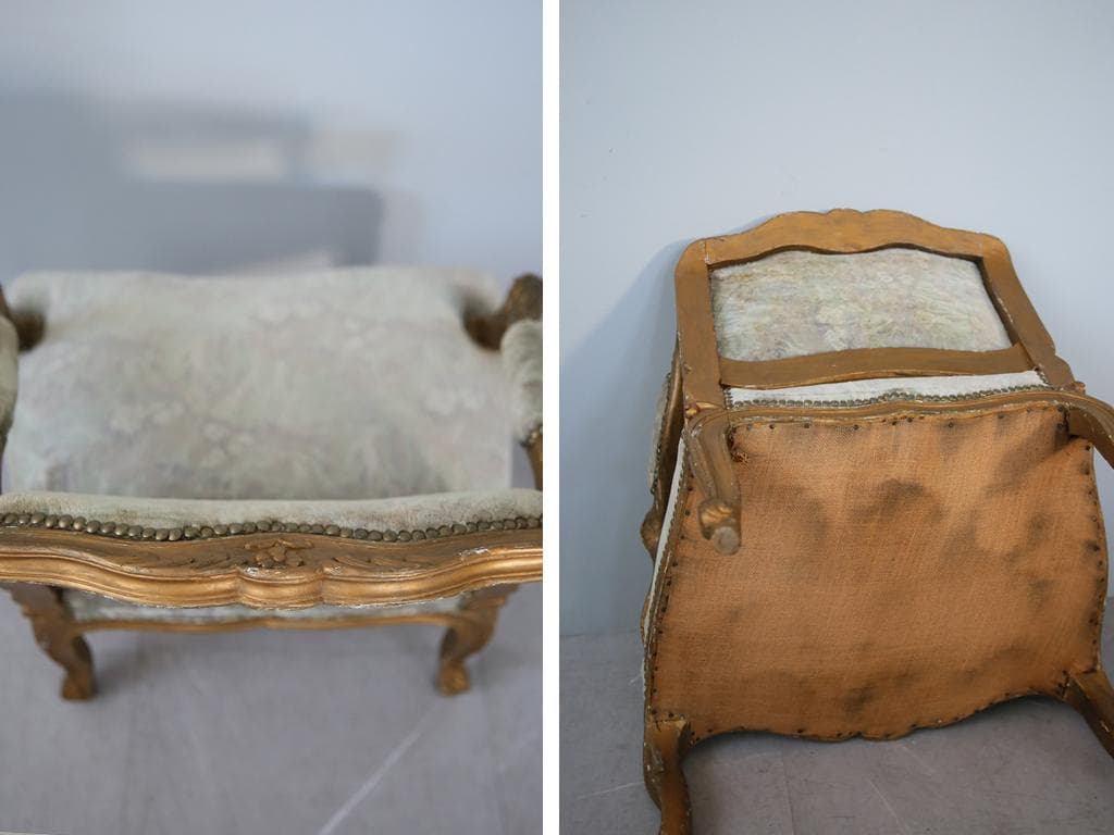 フランスアンティークアームソファ/サロンチェア/猫脚椅子イス(90-177-1)