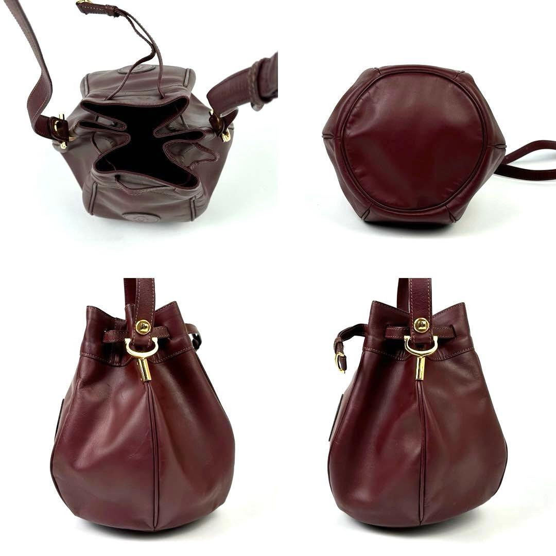 【美品】カルティエ　マストライン　ショルダーバッグ　ゴールド金具　赤茶系　レザー