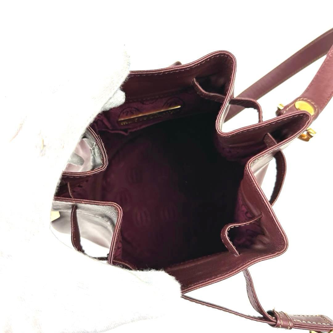 【美品】カルティエ　マストライン　ショルダーバッグ　ゴールド金具　赤茶系　レザー
