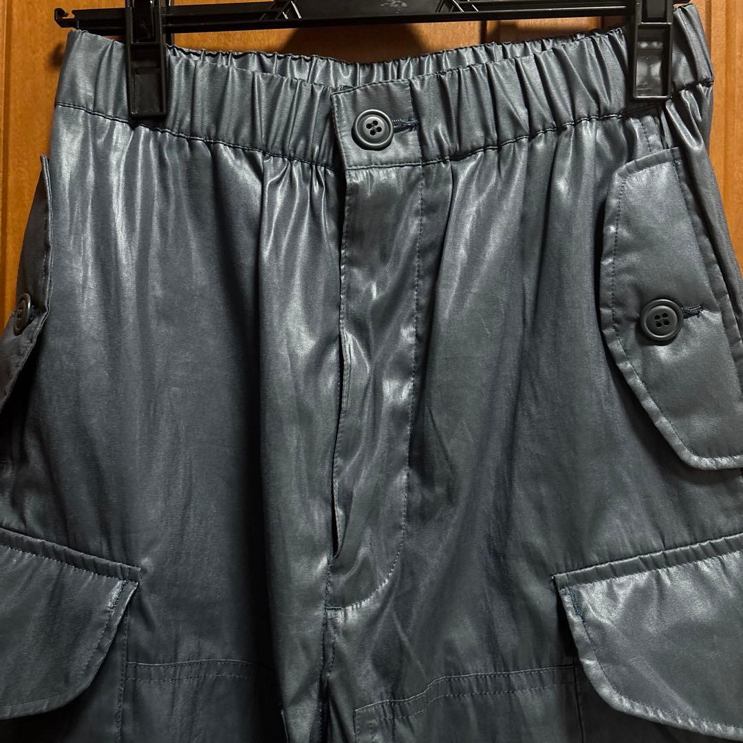 【YOKE】LEATHER LIKE POLYESTER CARGO PANTS