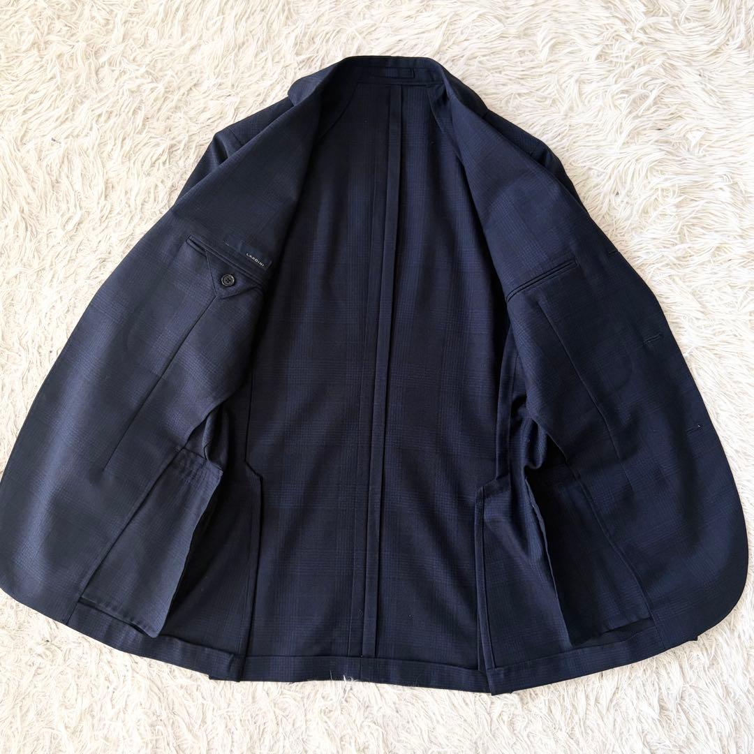 <美品>LARDINI ネイビー ウール スーツ サイズ44