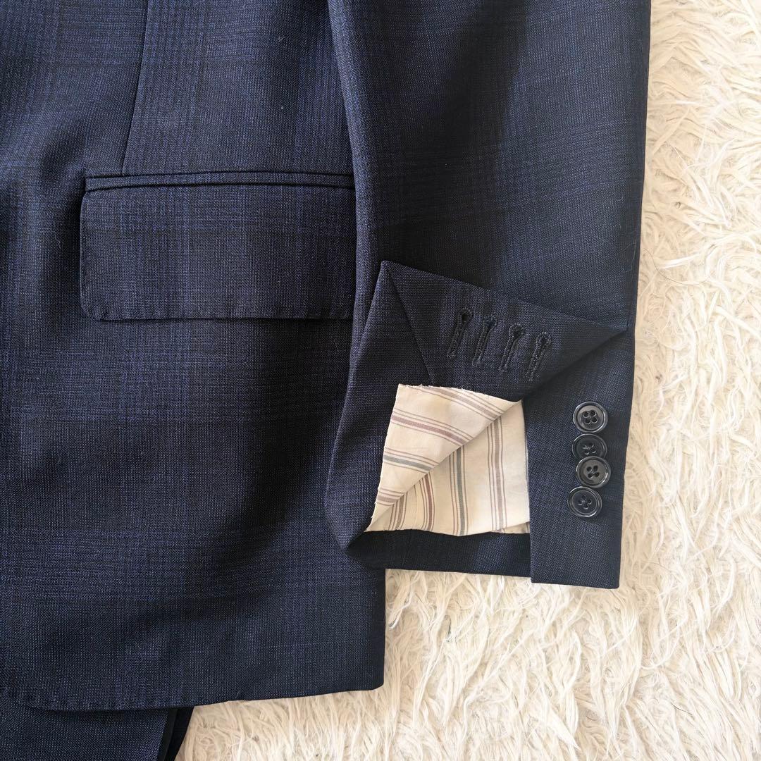 <美品>LARDINI ネイビー ウール スーツ サイズ44