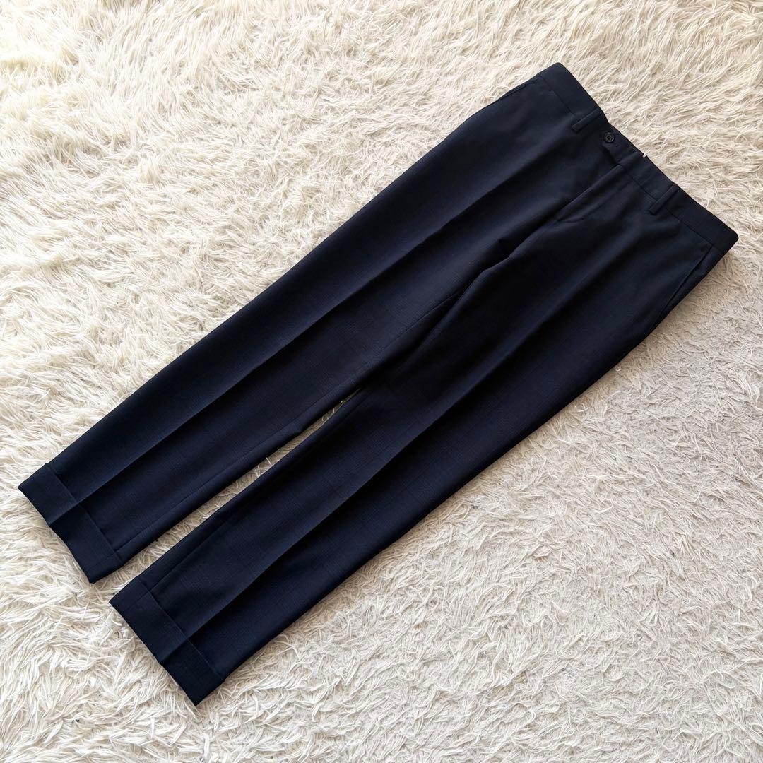 <美品>LARDINI ネイビー ウール スーツ サイズ44