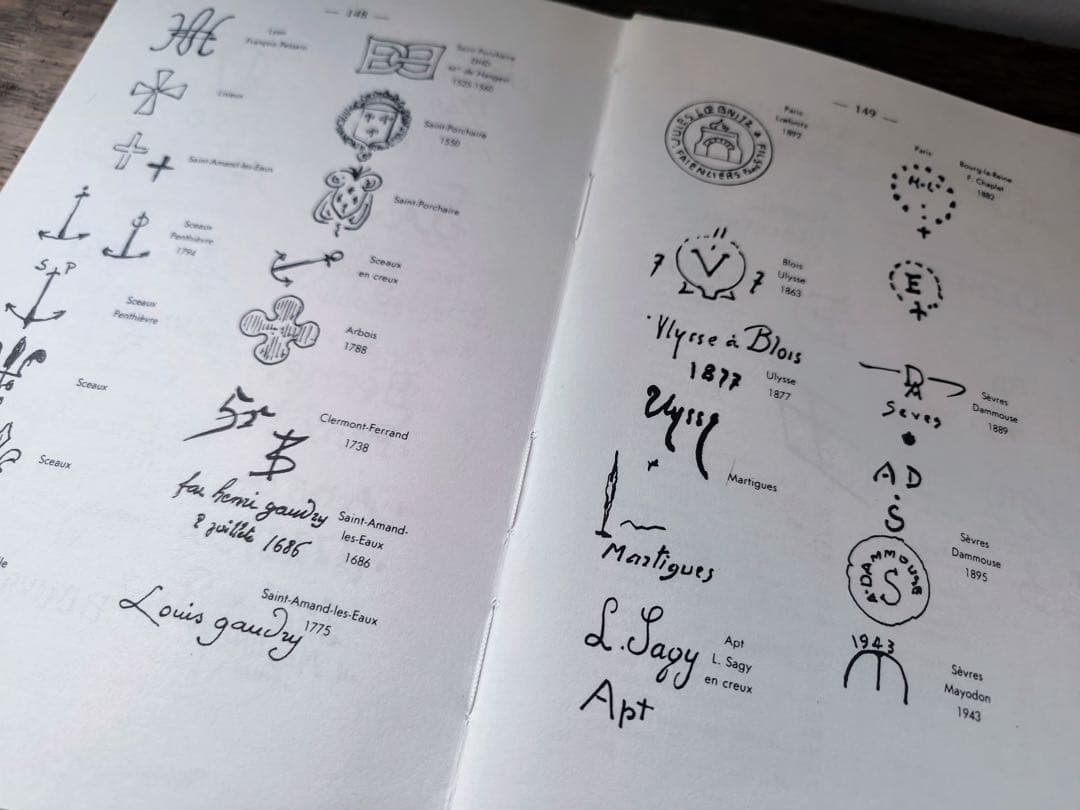 フランスアンティーク　食器専門書（バックスタンプ・刻印説明）陶器コレクション