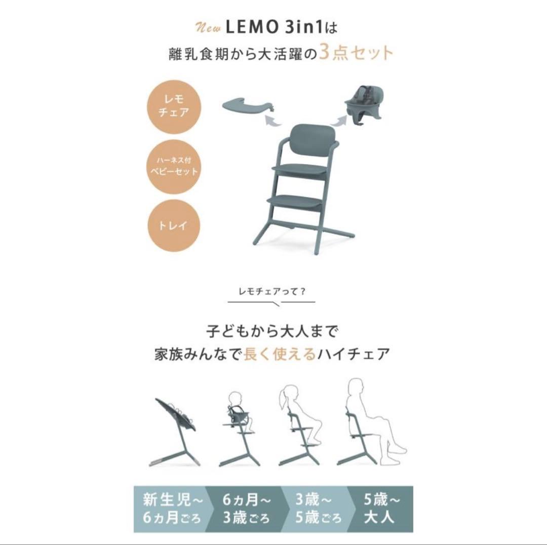 【新品未使用】サイベックス レモ 3in1 ベビーチェア スウェードグレー