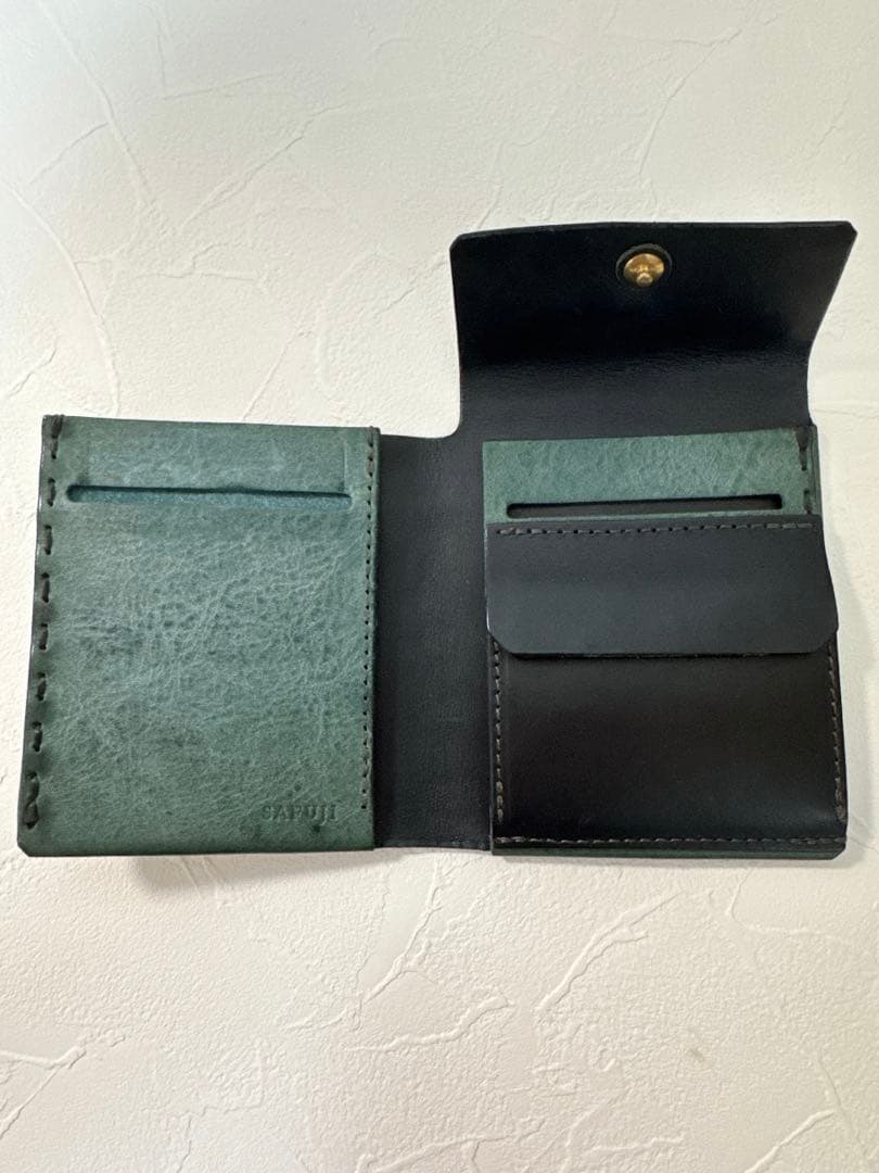 safuji　ミニ折り財布　グレイブルー