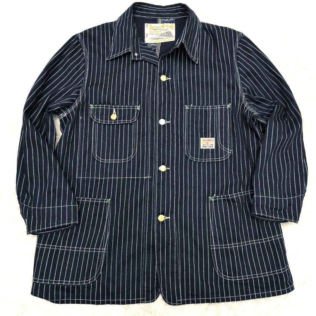 【新品同様】シュガーケーン　SC15658　ウォバッシュストライプ　ワークコート