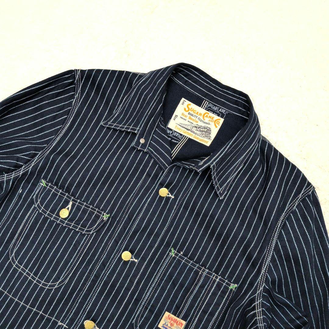 【新品同様】シュガーケーン　SC15658　ウォバッシュストライプ　ワークコート