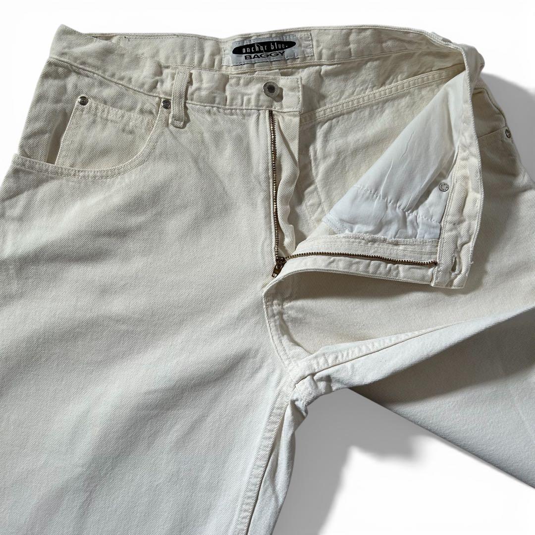 激レア 90s Anchor Blue バギーパンツ デニム W36 極太 白