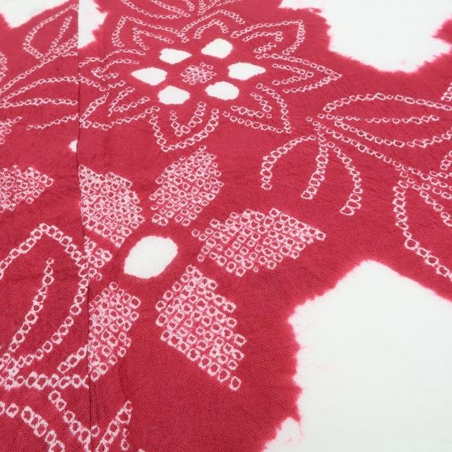 新品 有松鳴海絞り クレマチス 夏着物 綿 仕付け糸付 高級浴衣 6055