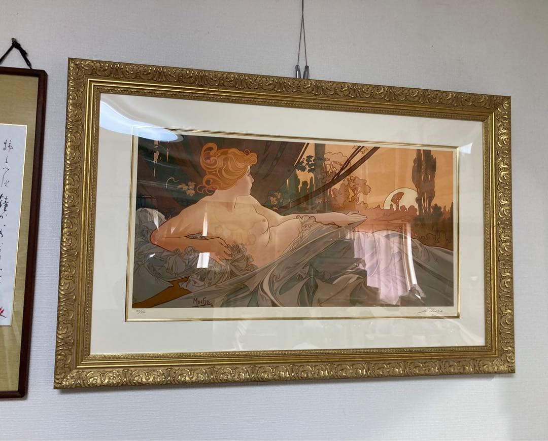 真作/ミュシャ[夜明け]シルクスクリーン(71/300)サインed有り/新品額装