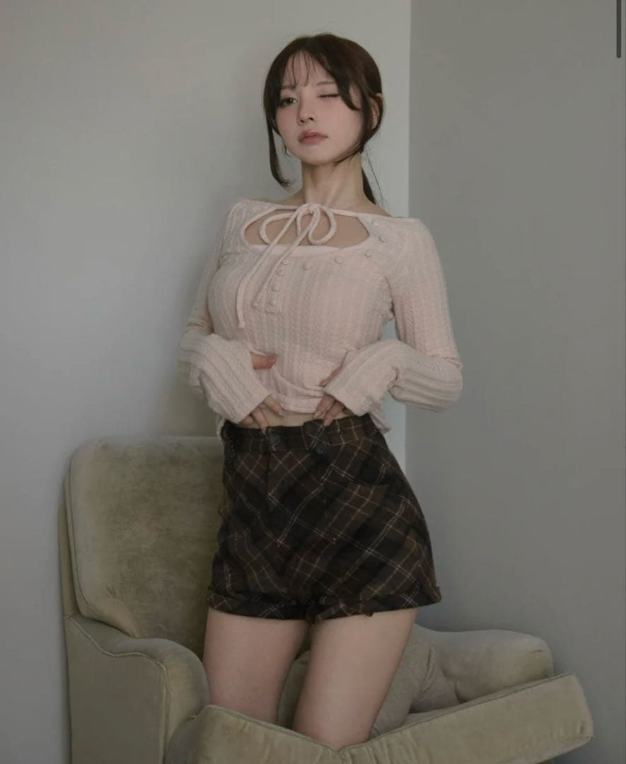 パンツ Ribbon check mini pants