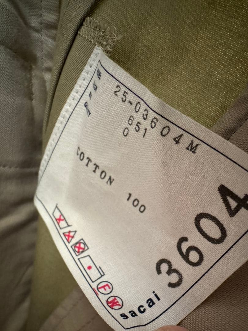 【未使用】sacai 25ss cotton chino パンツ 0 ※訳あり
