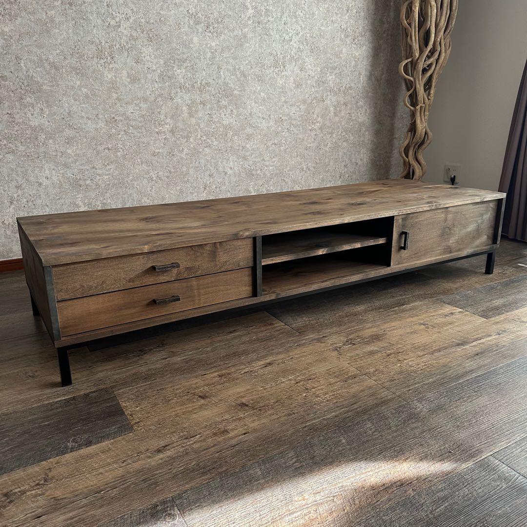 ひ*と様 美品 天然木 オーダー TVボード 幅180cm　古材風