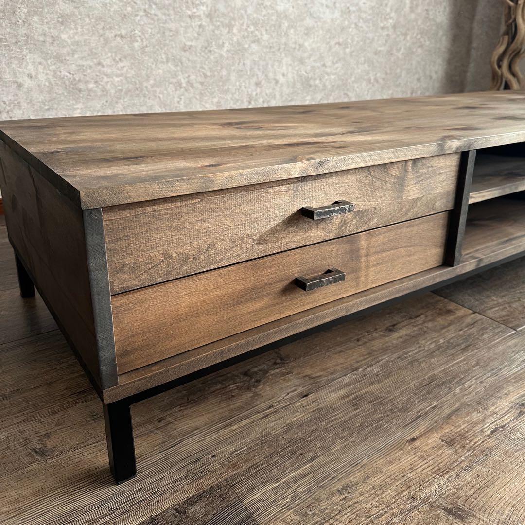 ひ*と様 美品 天然木 オーダー TVボード 幅180cm　古材風