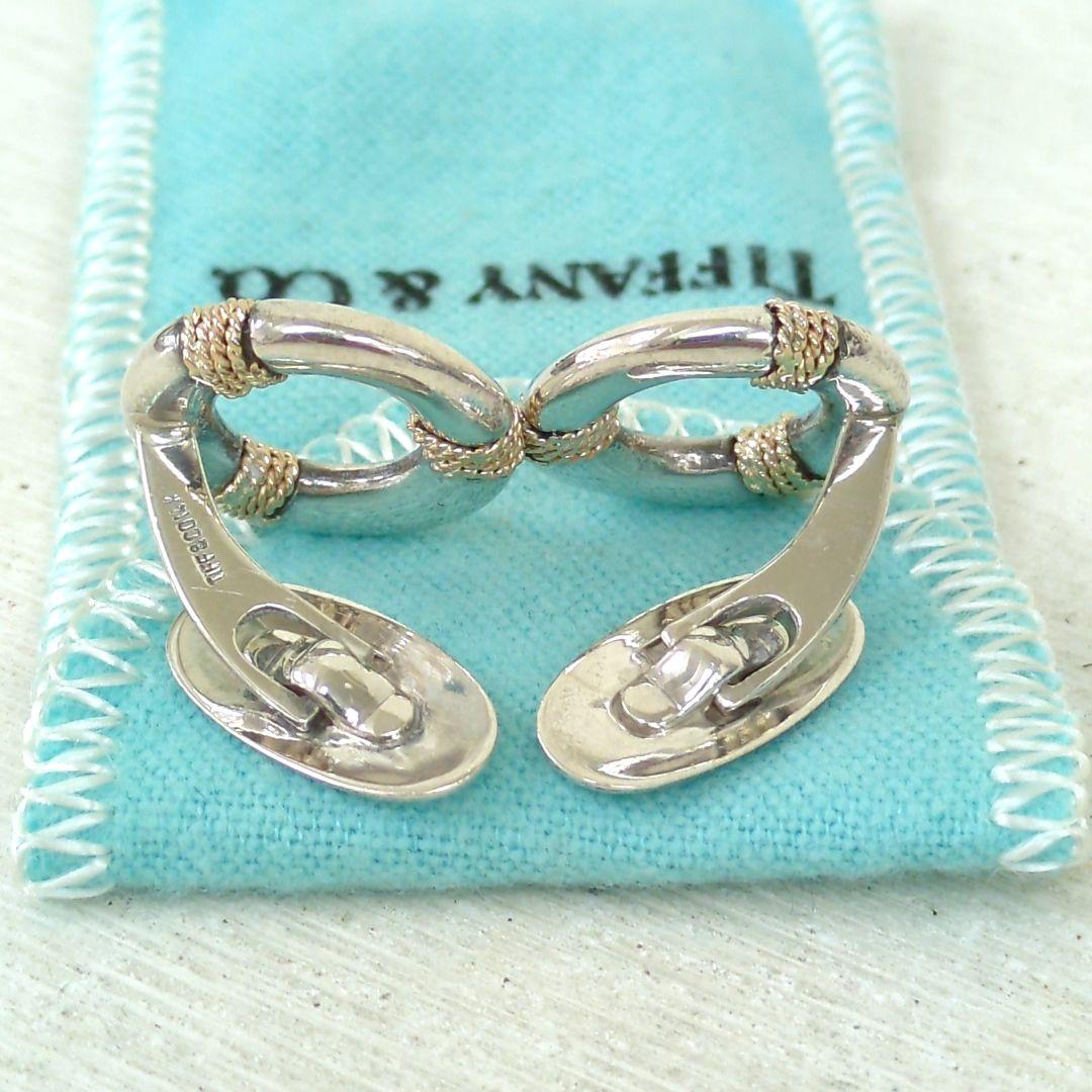 ティファニー サークル カフリンクス シルバー 14Kコンビ ヴィンテージ