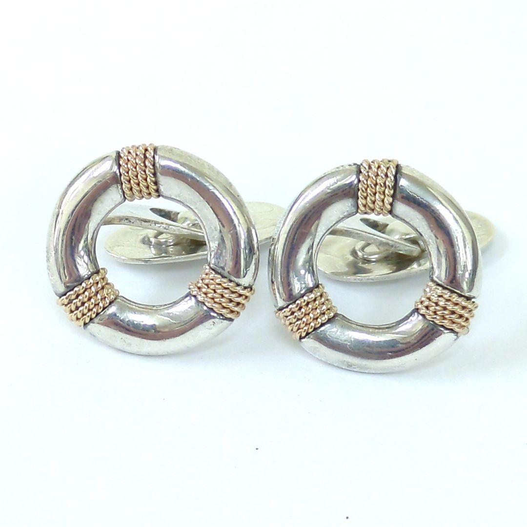 ティファニー サークル カフリンクス シルバー 14Kコンビ ヴィンテージ