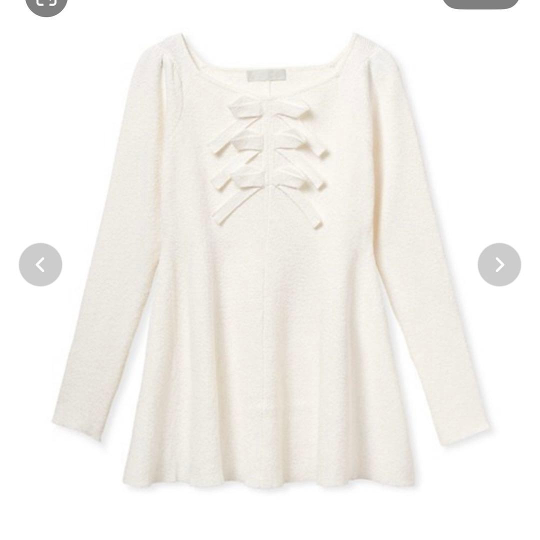 celford フロントリボンニットチュニック　オフホワイト