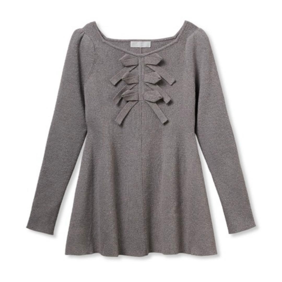 celford フロントリボンニットチュニック　オフホワイト