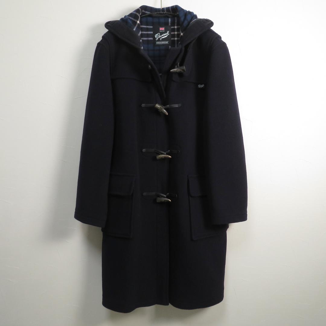 グローバーオール 英国製 ダッフルコート 濃紺 EUR44 ロング丈 ネイビー