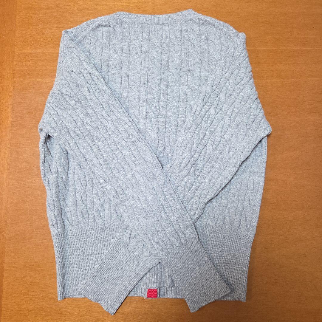 グレー ケーブル編み ニットカーディガン
