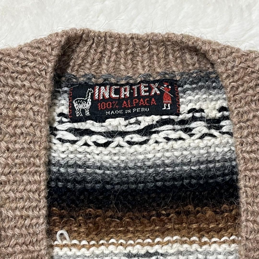 INCATEX アルパカ ニットベスト ペルー製 レトロ 子供柄 柄たくさん