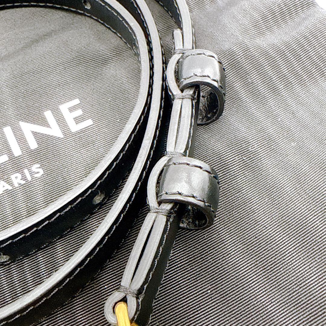 【Y2128K】【極美品】セリーヌ トリオンフ ベルト ブラック レザー