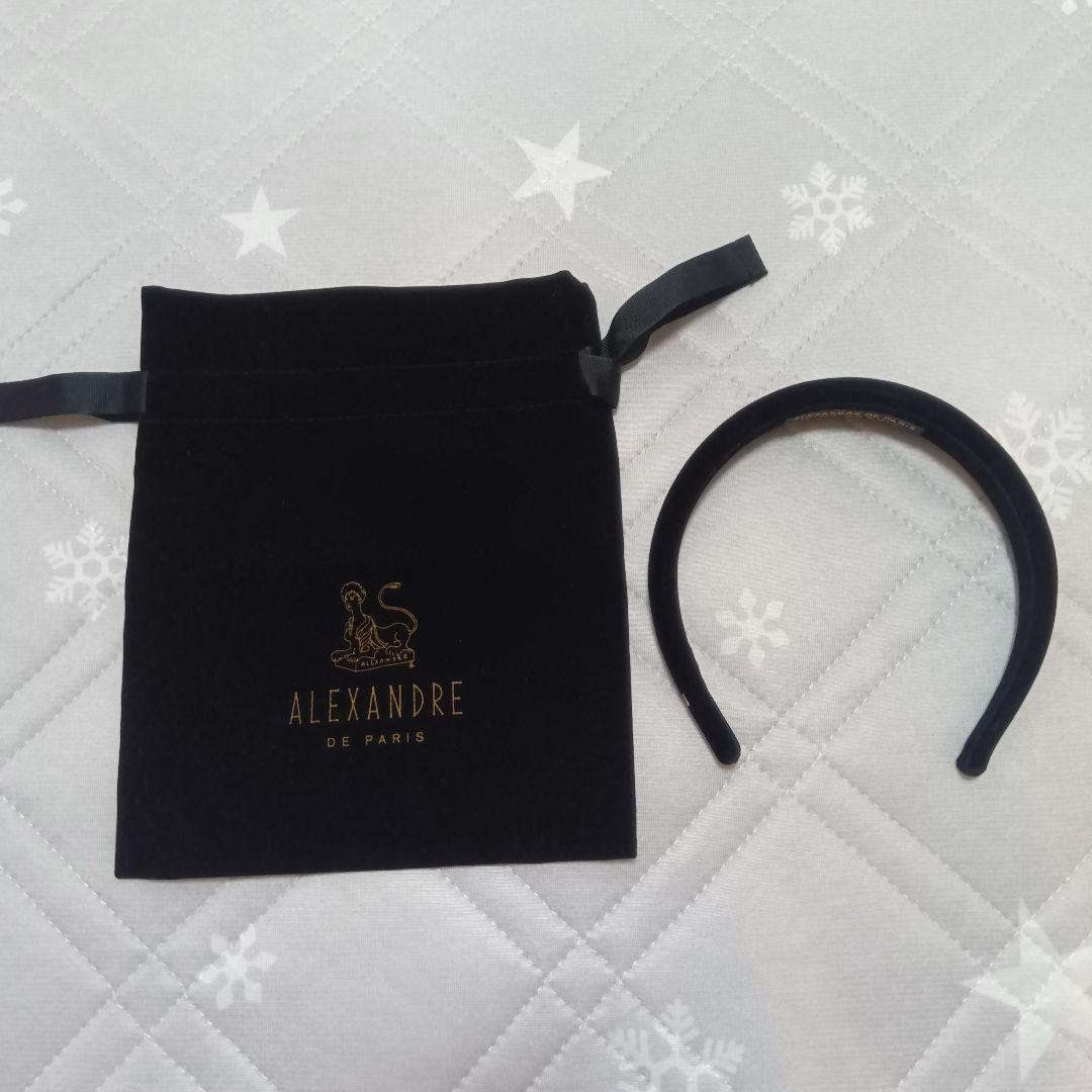 アレクサンドル ドゥ パリ　カチューシャ　サテン　ブラック（幅2.5cm）
