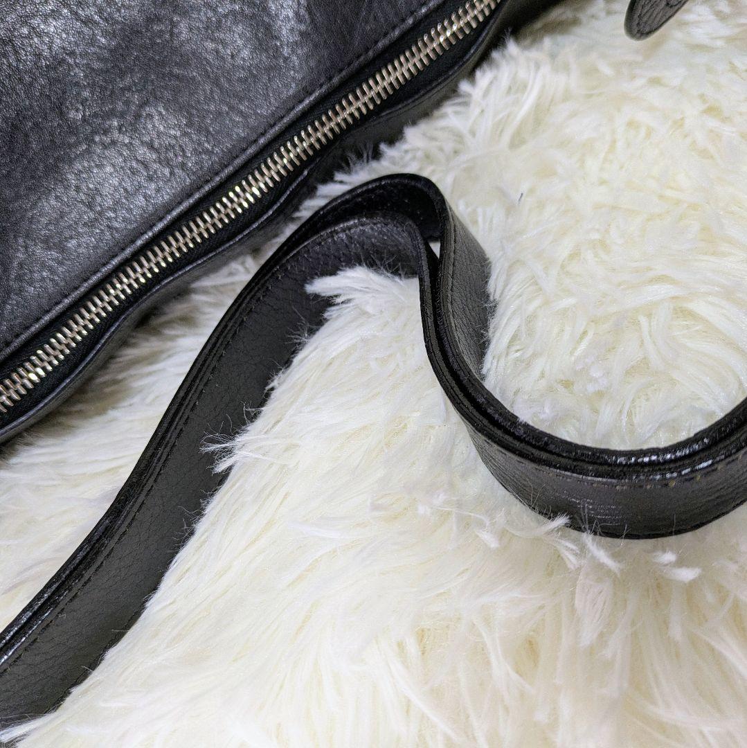 ヒロフ HIROHU 2way シボ加工　レザー ショルダーバッグ　ブラック