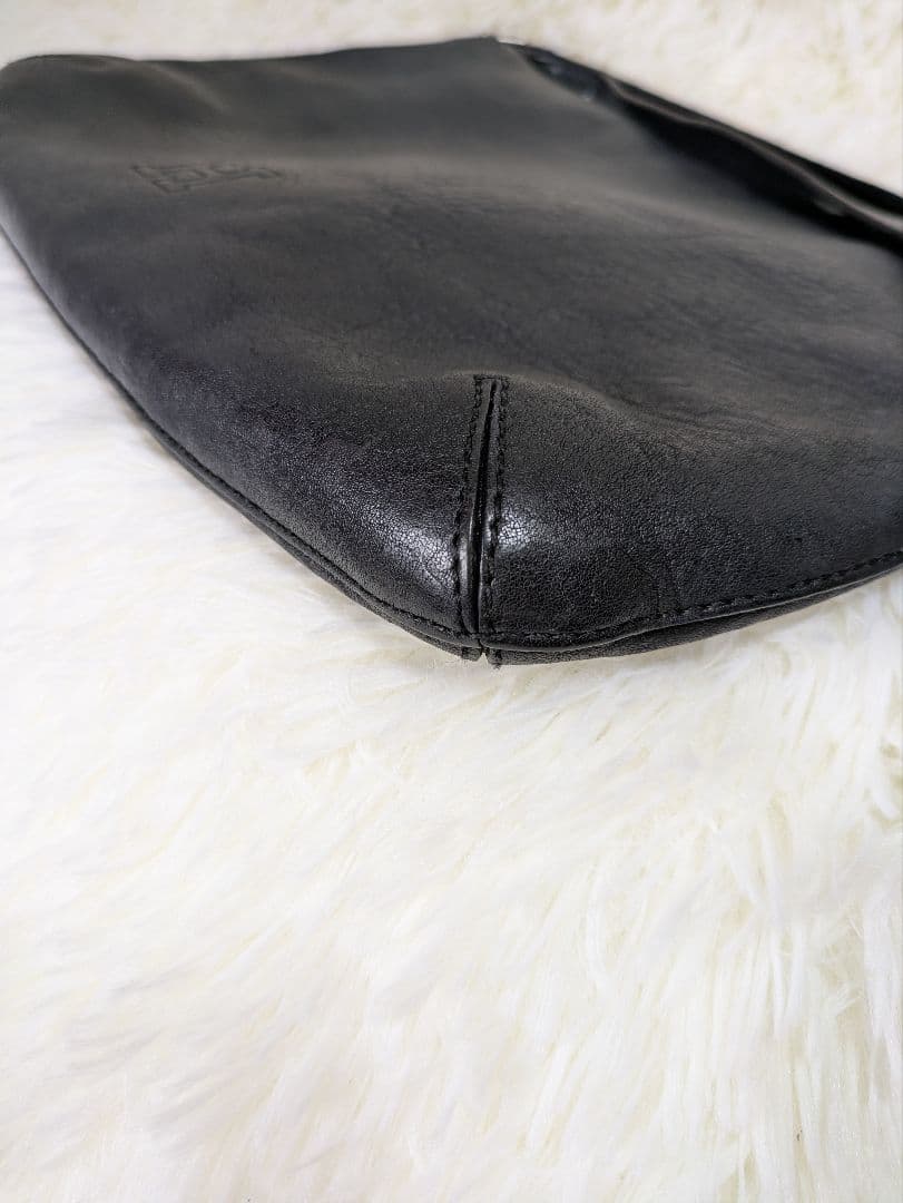 ヒロフ HIROHU 2way シボ加工　レザー ショルダーバッグ　ブラック