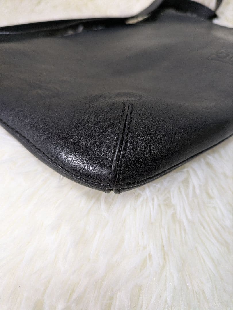 ヒロフ HIROHU 2way シボ加工　レザー ショルダーバッグ　ブラック