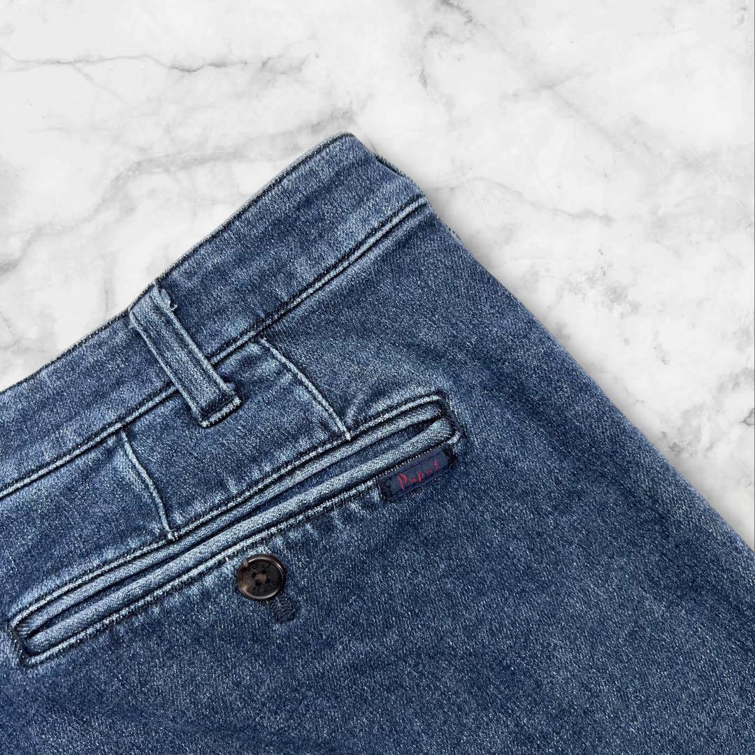 定価4万超 美品 Papas デニムパンツ サイズXL 濃紺 ストレッチ入り