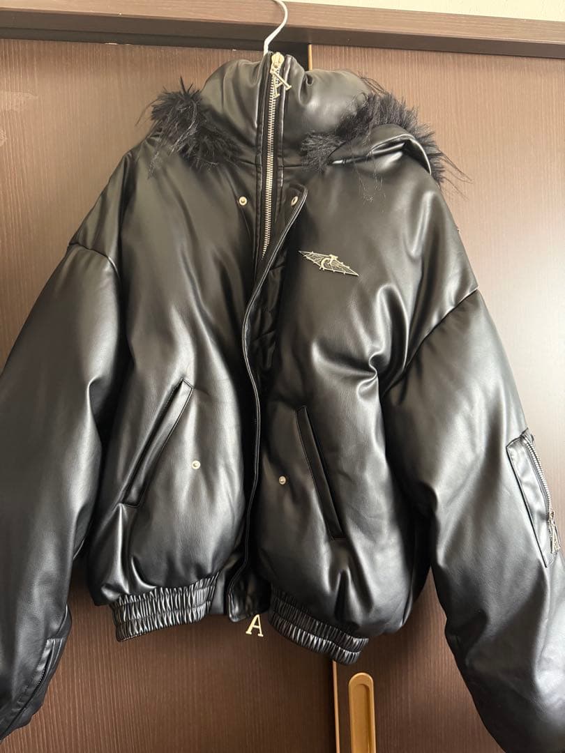 argue culture フェイクレザーファーダウンジャケット