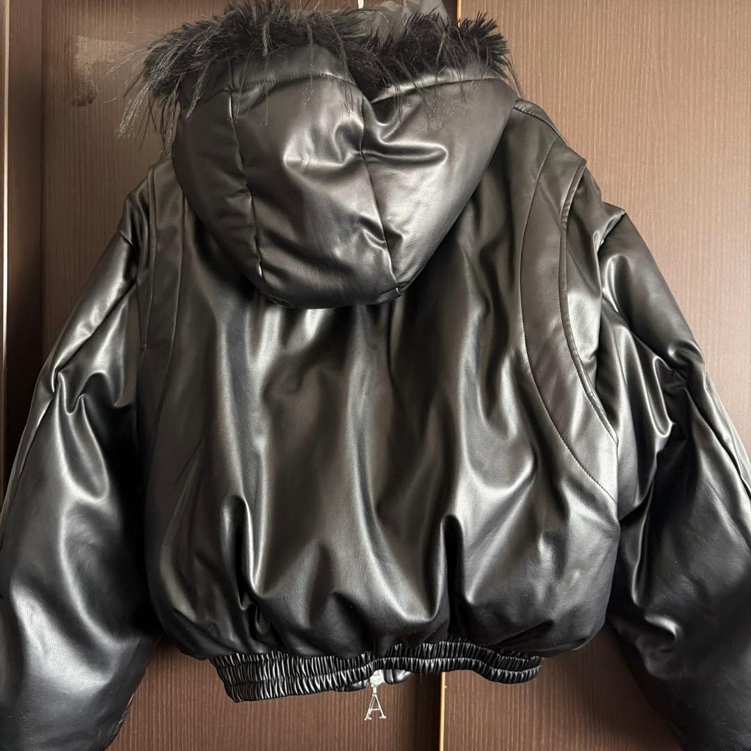 argue culture フェイクレザーファーダウンジャケット