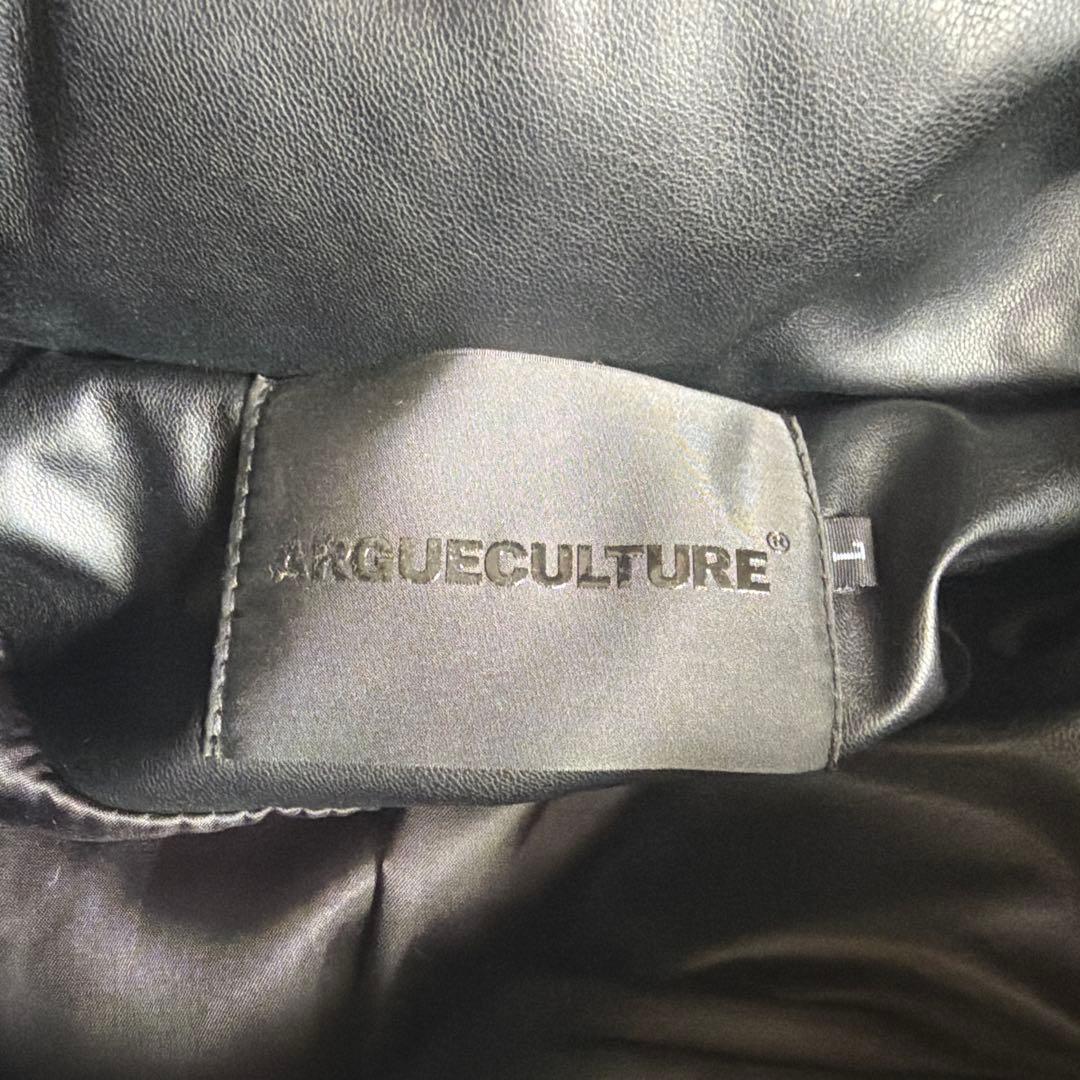 argue culture フェイクレザーファーダウンジャケット