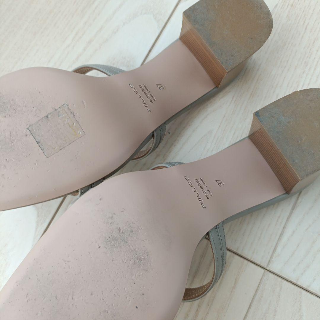 PELLICO グレー ストラップオープントゥミュール