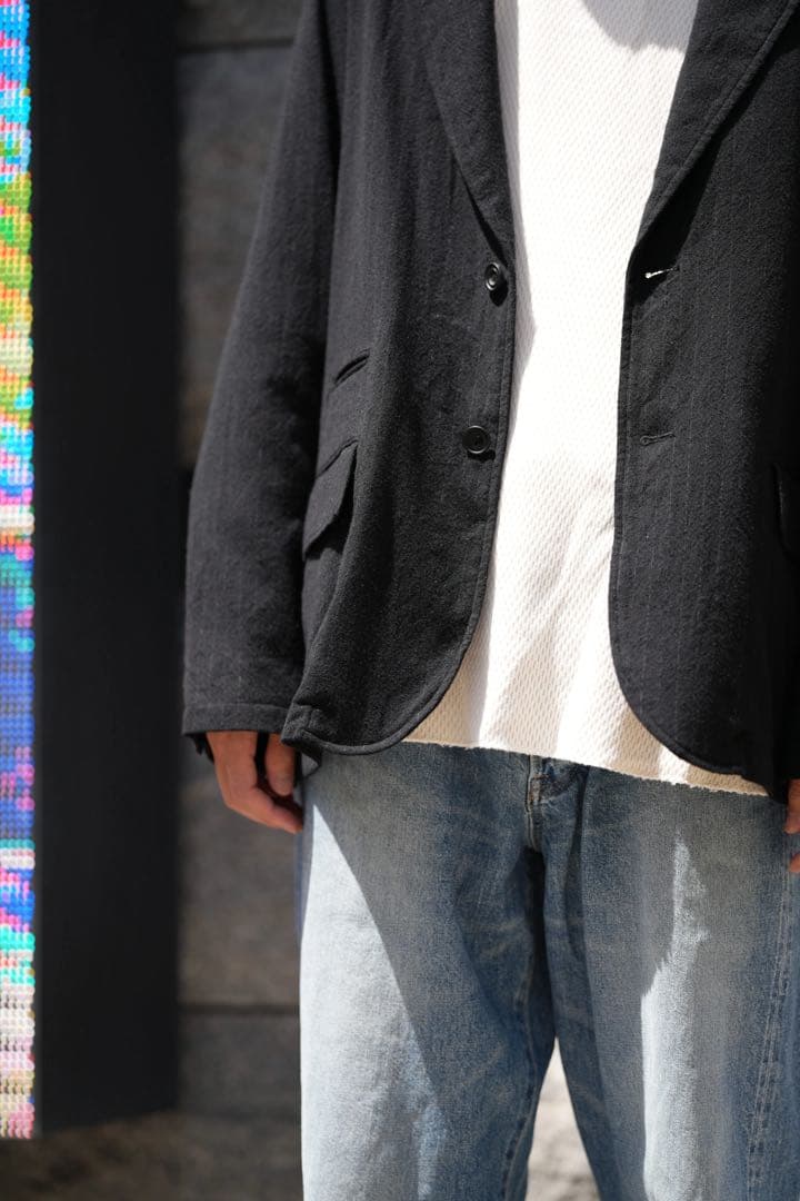 ジャケット・アウター ULTERIOR WASHED WOOL SILK STRIPE 2B JKT