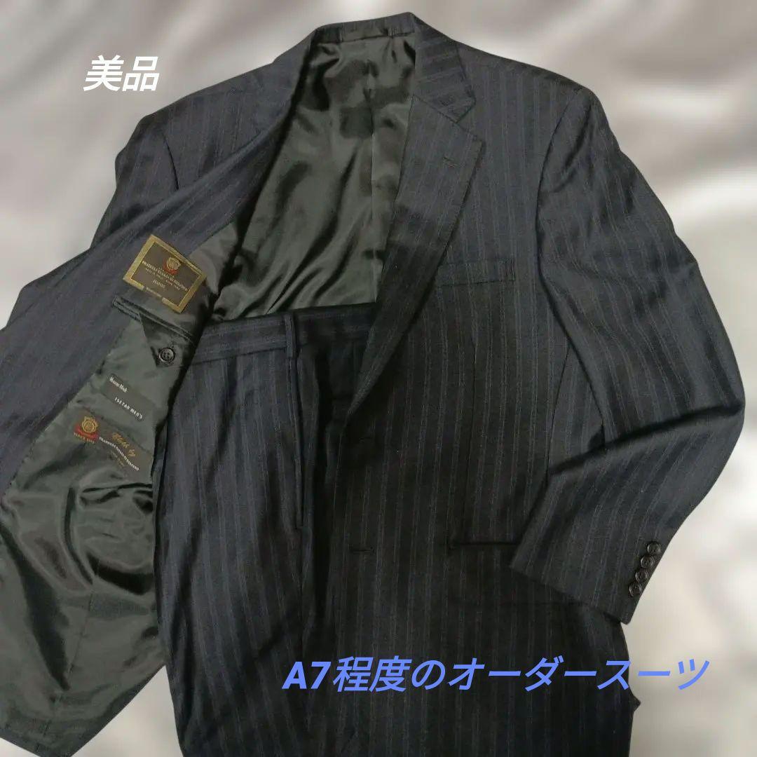 オーダースーツ　ストライプ　A7程度　デルフィノ　delfino