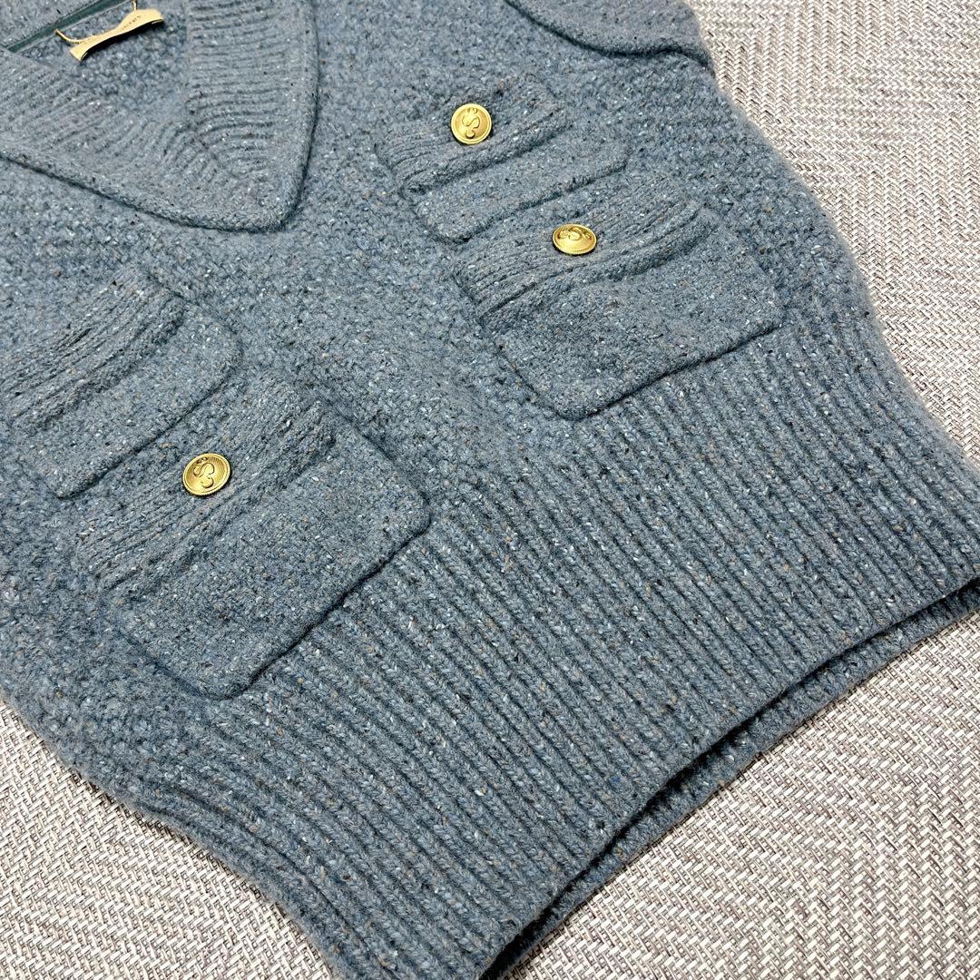 Chi e*** カレンソロジー ニットベスト ブルー 金ボタン