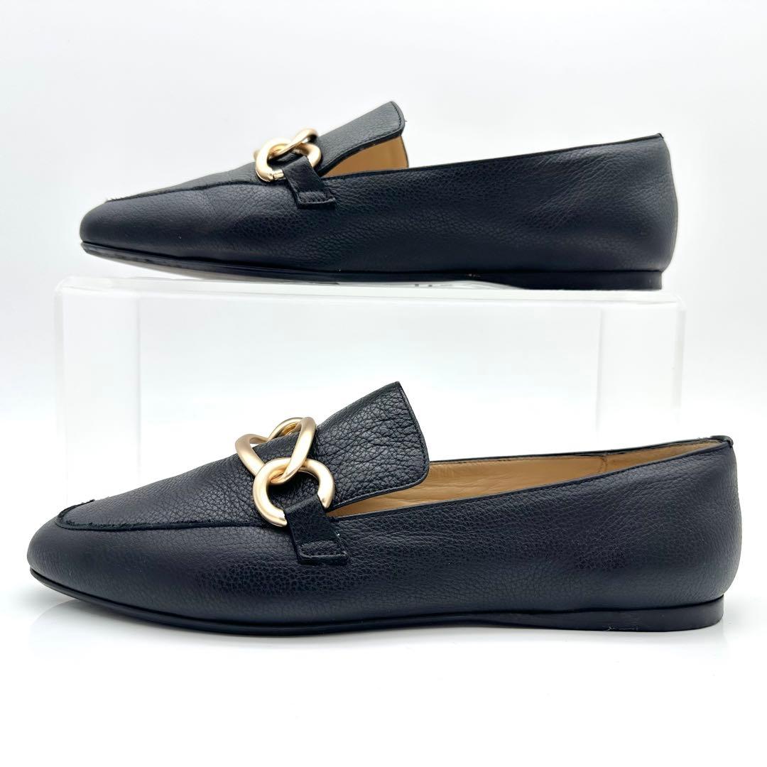 【美品】ファビオルスコーニ ビット ローファー ブラック ゴールド シボ革