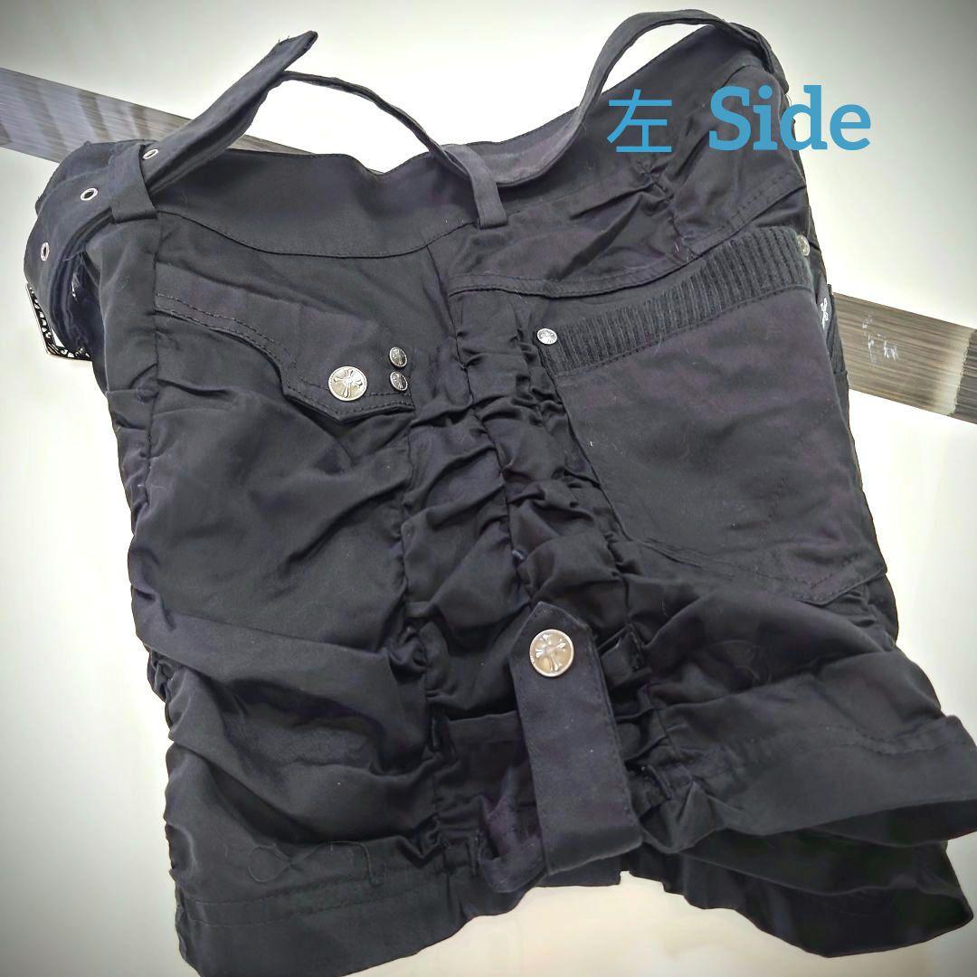 OzzOn Ozz Croce ベルト付きブラックルーズショートパンツ