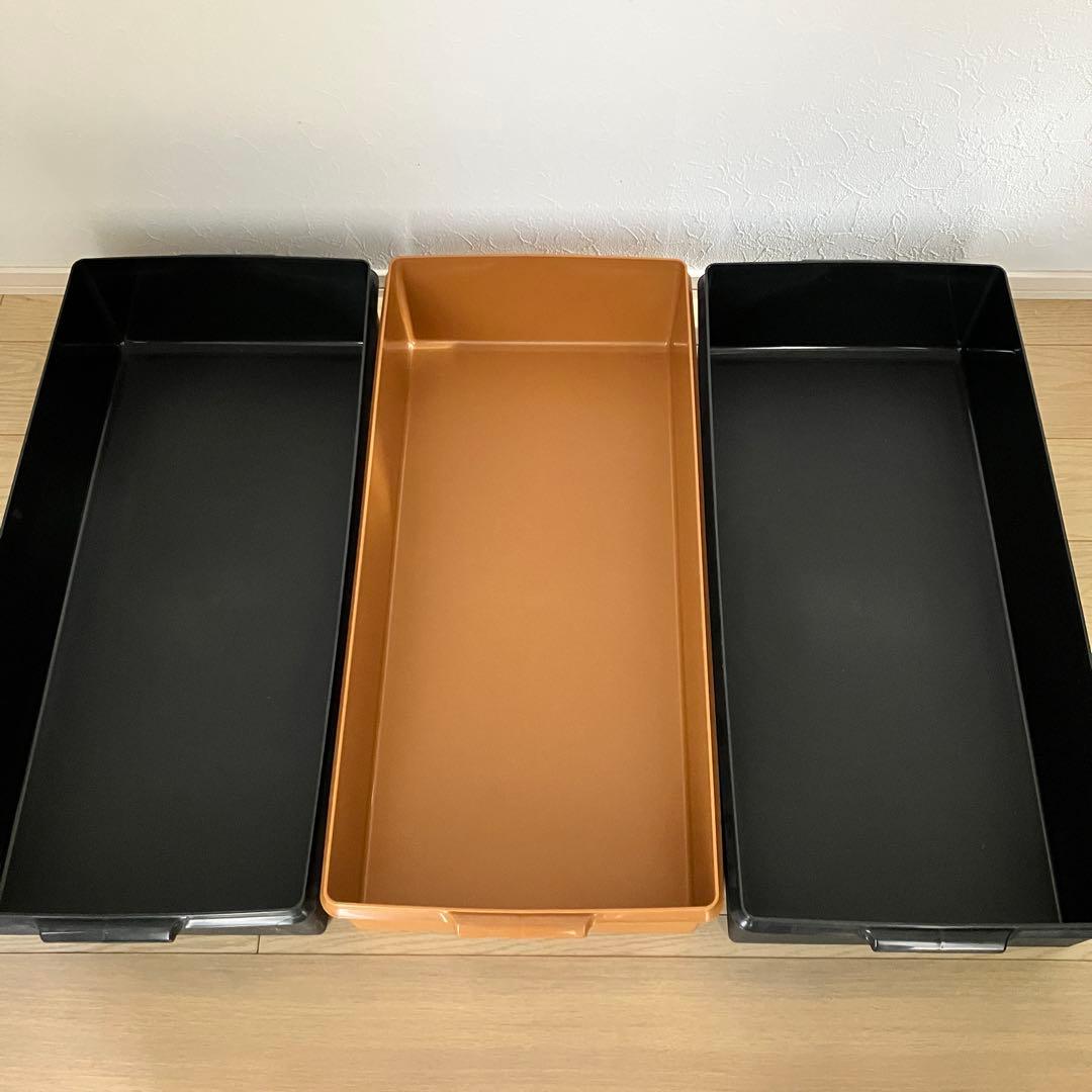 タッパーウェア ロングスーパーケース3個セット 黒2 セピア1