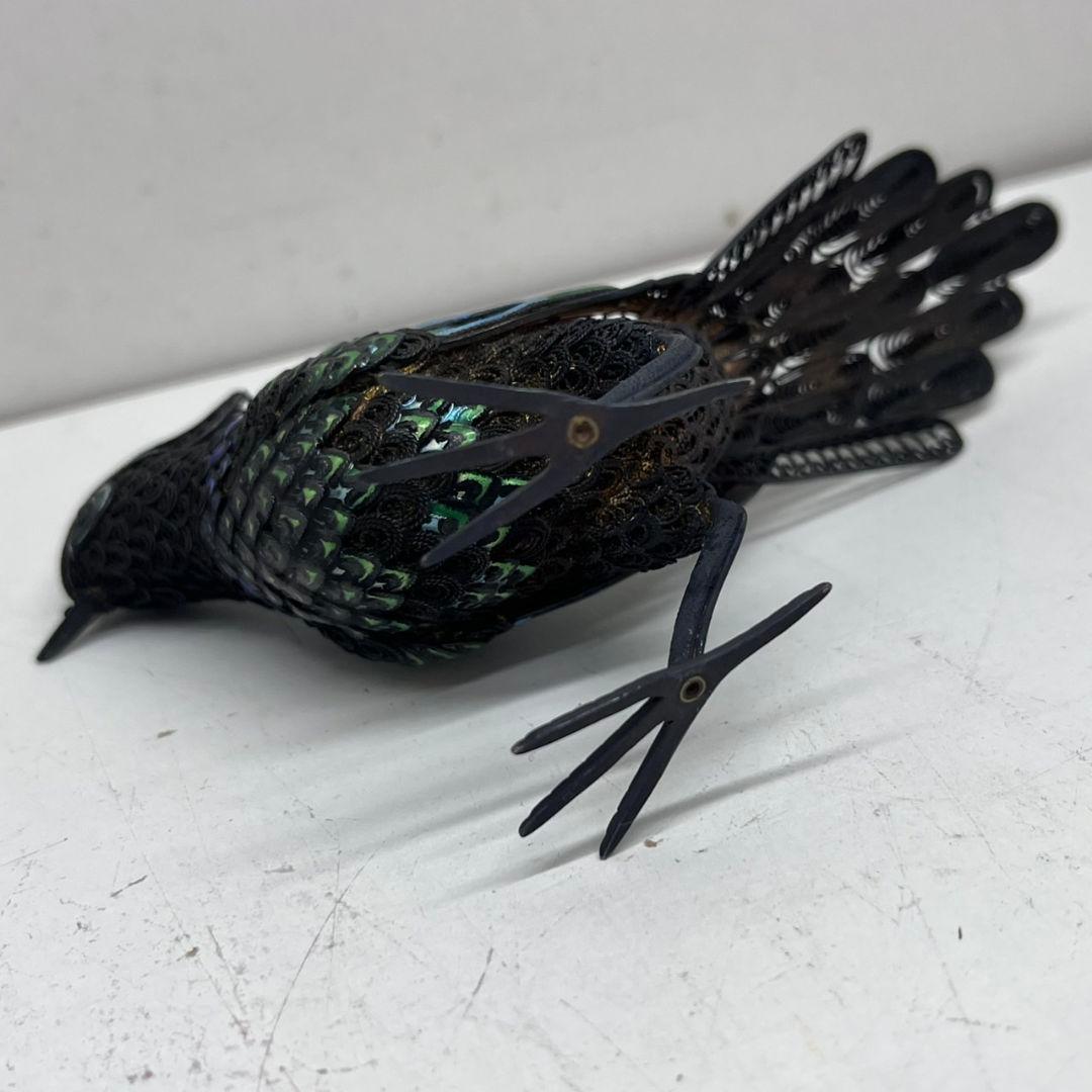 K◇ 中国美術 七宝 銀製 silver 孔雀 鳥 古美術 置物 アンティーク